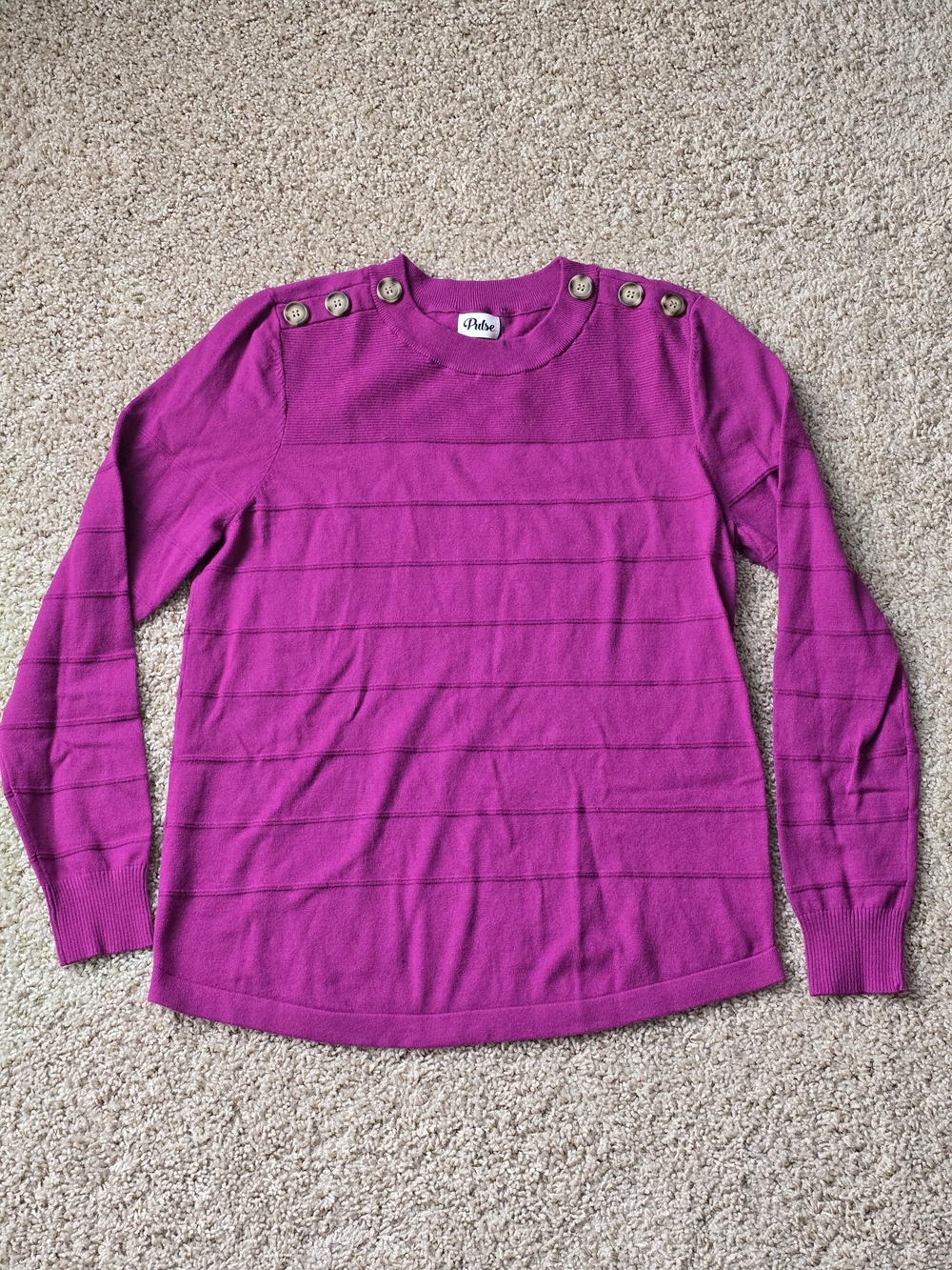 Pulse Boutique From the Heart Button Knit Sweater in Magenta - size large